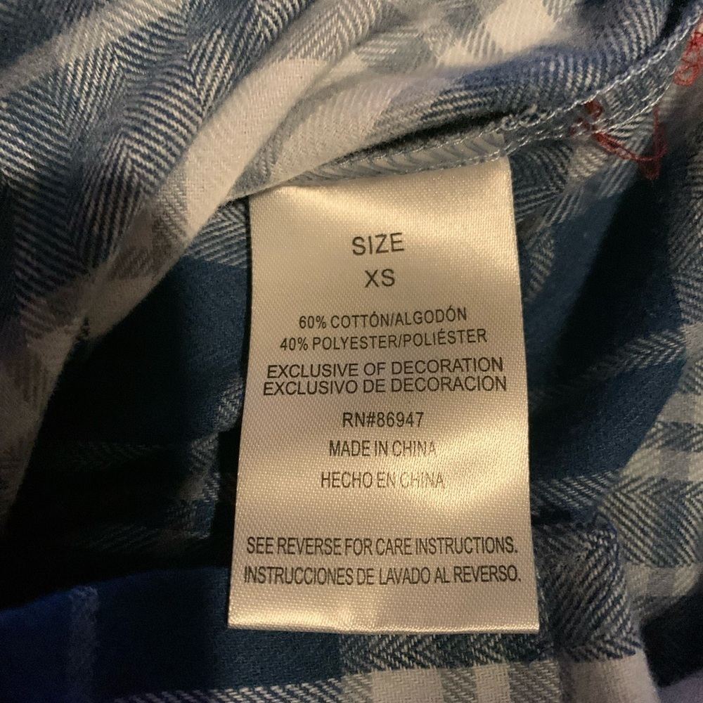 NWT Yellowstone Dalton Ranch XS Flannel blue and white plaid long sleeve - Picture 3 of 5